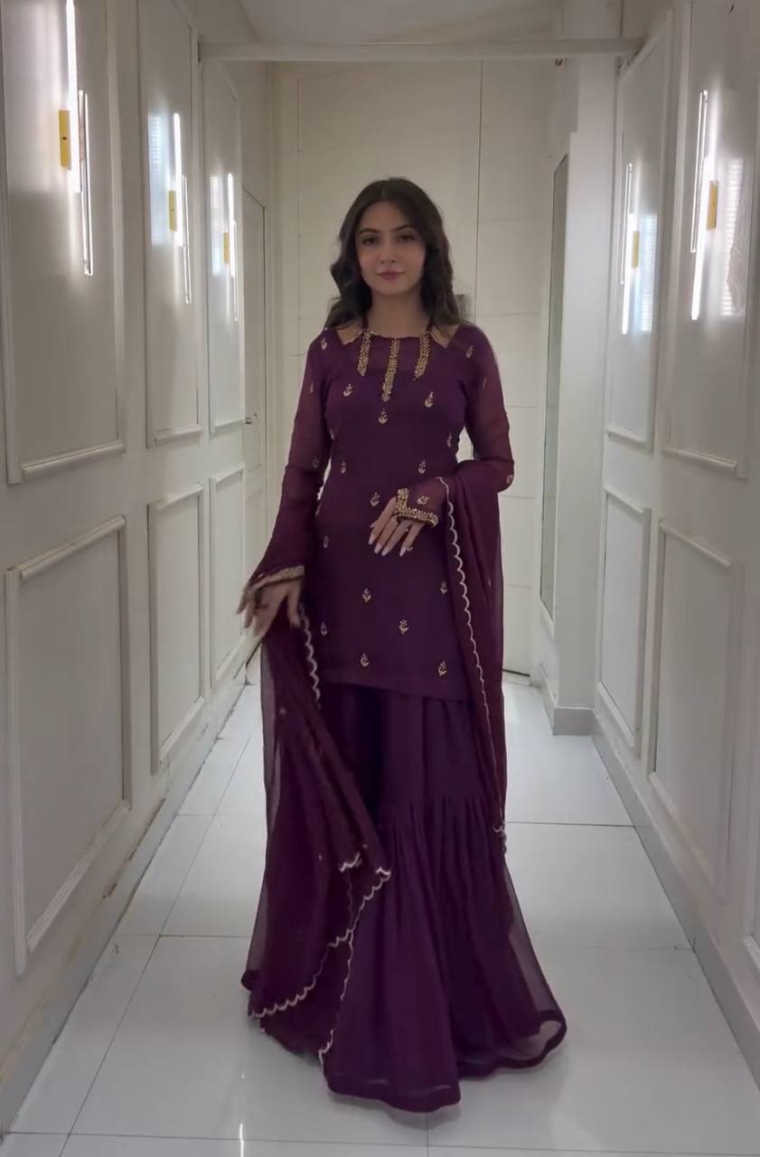 Gulnoor Sharara Salwar Suit  Set