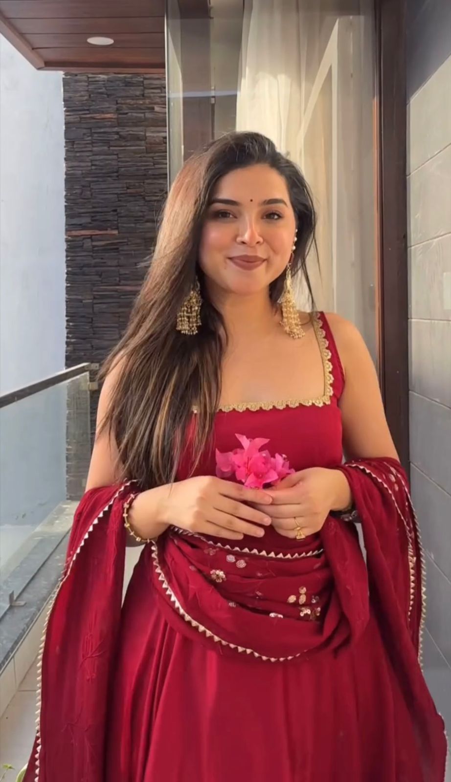 Zarmin Wine Glow Anarkali Suit