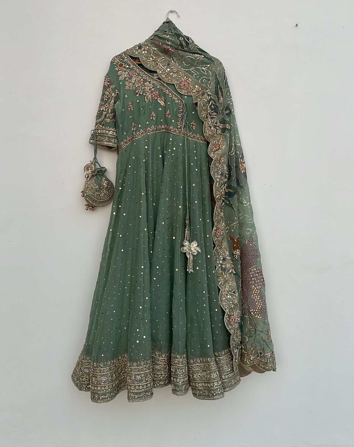 Enchanted Lush Leaf Gown With Dupatta