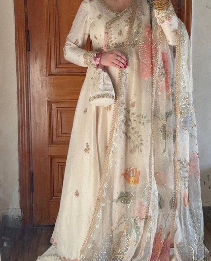 Roohi White Floral Anarkali Gown