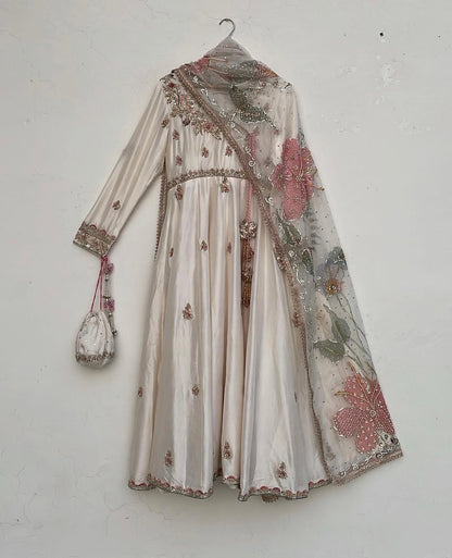 Roohi White Floral Anarkali Gown