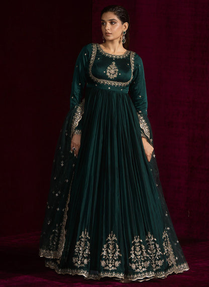 Dil-e-Gulnaar Green Anarkali Suit Set