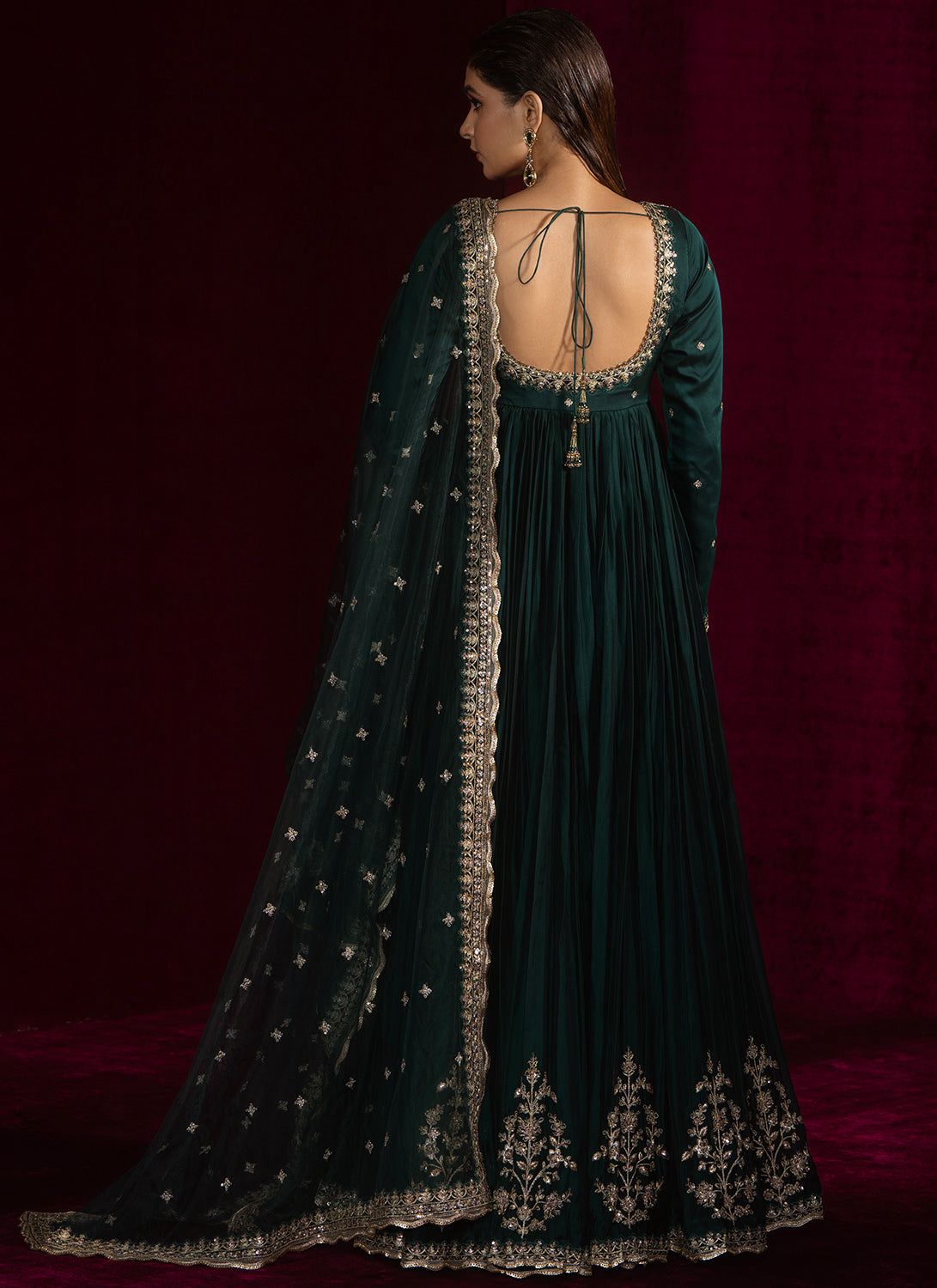 Dil-e-Gulnaar Green Anarkali Suit Set