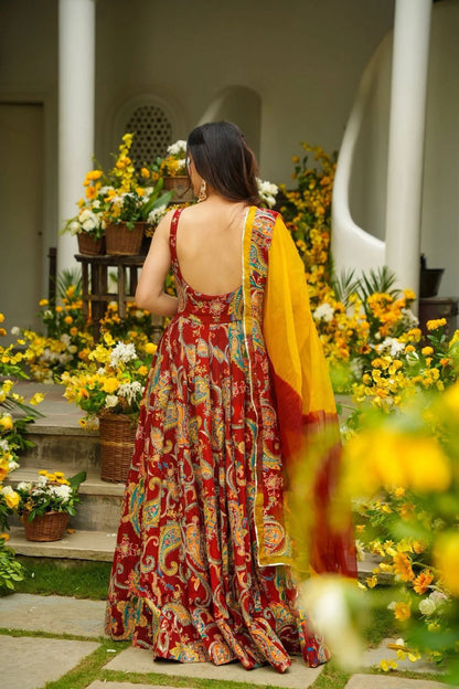 Laal Sheherzadi Floral Anarkali Gown