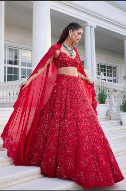 Gul-e-Naghma Laal Lehenga Choli