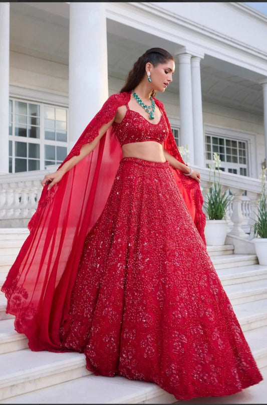 Gul-e-Naghma Laal Lehenga Choli