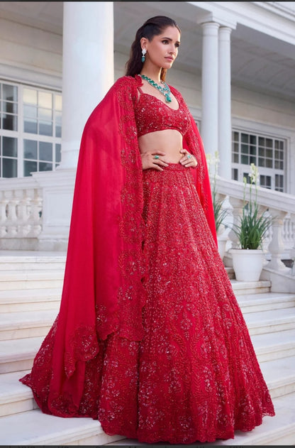 Gul-e-Naghma Laal Lehenga Choli