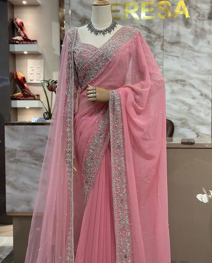 Ethereal Grace Embroidered Saree