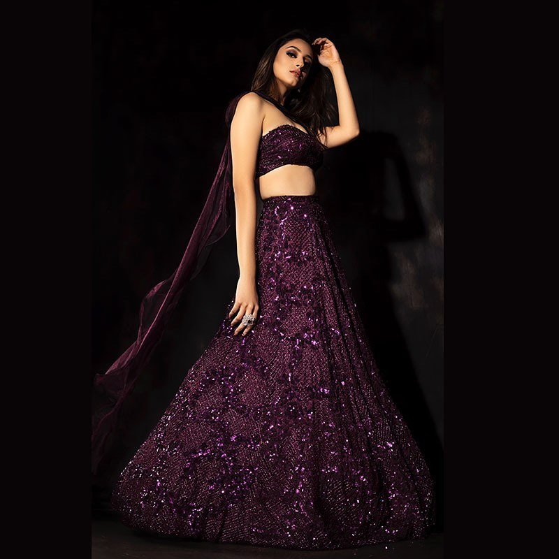 Royal Mist Voilet  Lehenga Set