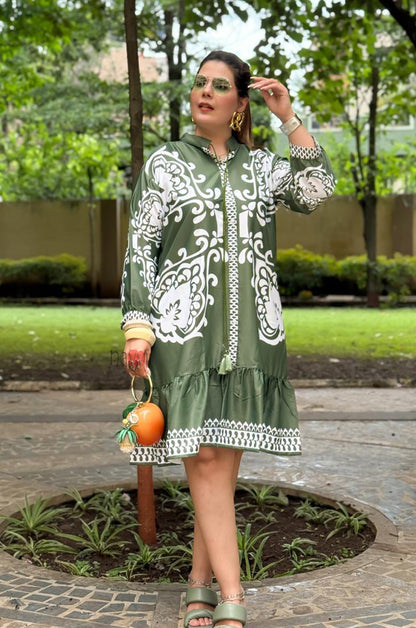 Azure Olive Boho Ruffle Dress