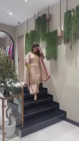 New Designer Partywear Heavy Chinon Silk with Heavy Embroidery Work Kurta With Pant And Dupatta