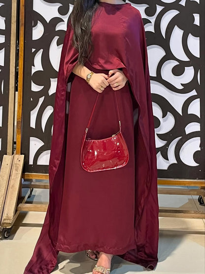 Mulberry Luxe Satin Gown full Sleeves