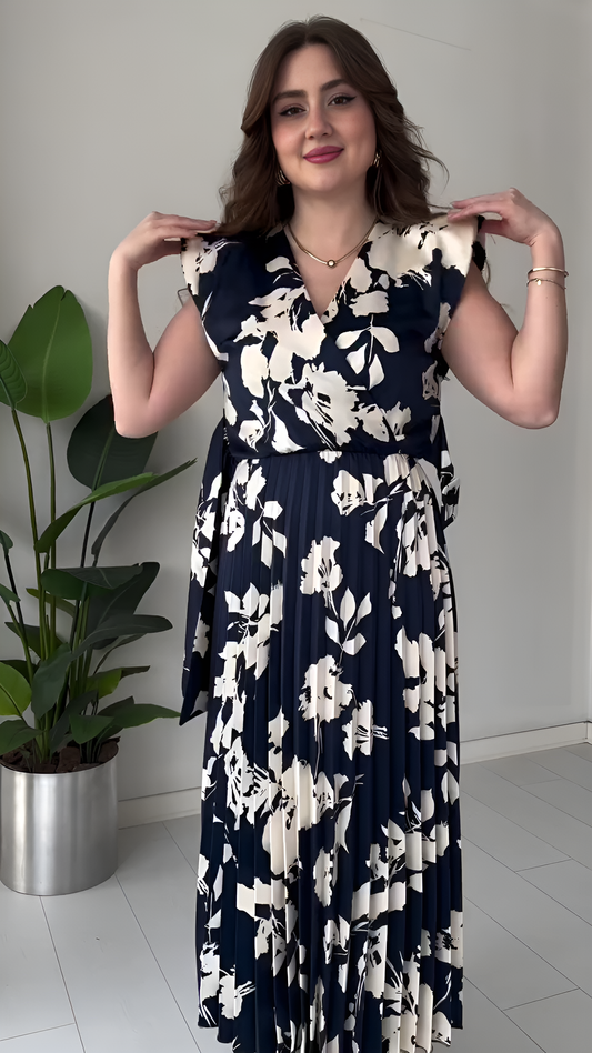 Remini casual Peplum pleated crepe dress for women